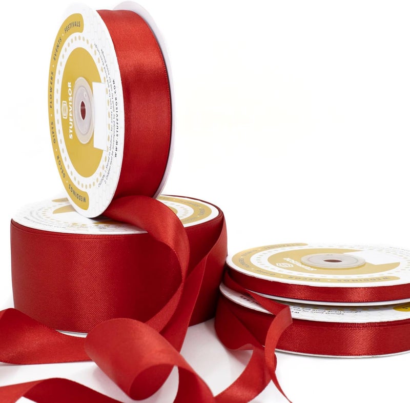 Stuffvisor Red Satin Ribbon Roll - 2" x 50 Yards, Double Face Solid Color, Thick & Durable, 100% Polyester for Gift Wrapping, Crafts, Hair & Decorations - Image 5